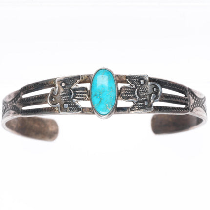 6.25" 1920's-30's Navajo Fred Harvey ingot silver thunderbird cuff bracelet