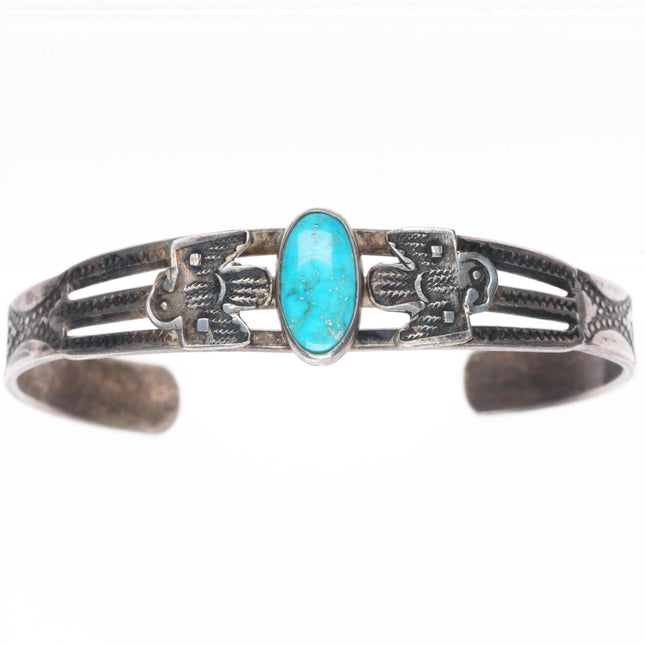 6.25" 1920's-30's Navajo Fred Harvey ingot silver thunderbird cuff bracelet