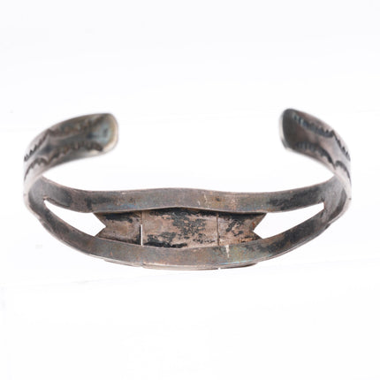 5.7" c1930's Navajo sterling silver Cerrillos turquoise cuff bracelet