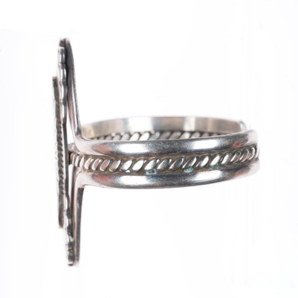 6.6" F.W. Navajo sterling silver concho braided sterling silver cuff bracelet