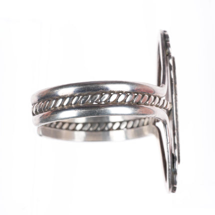6.6" F.W. Navajo sterling silver concho braided sterling silver cuff bracelet