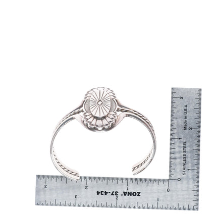 6.8" Rosco Scott Navajo sterling silver stamped/overlay pattern cuff bracelet
