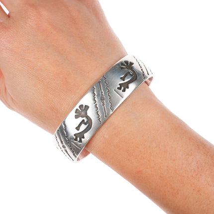 7.2" vintage  David Reeves Navajo sterling silver Kokopelli cuff bracelet