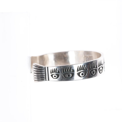 6.7" Jason Takala Hopi 14k gold/Sterling silver Man in the Maze cuff bracelet