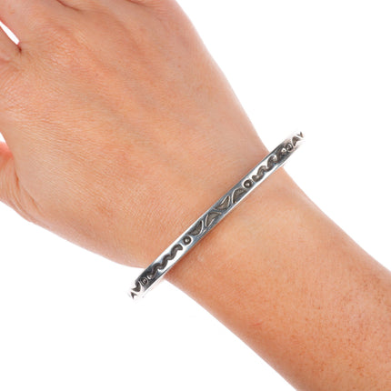 7.25" Bryan Navajo sterling silver sturdy stamped square cuff bracelet