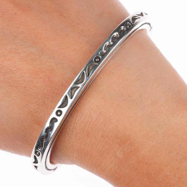 7.25" Bryan Navajo sterling silver sturdy stamped square cuff bracelet