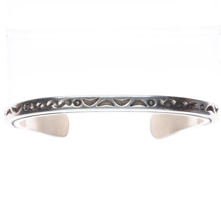 7.25" Bryan Navajo sterling silver sturdy stamped square cuff bracelet