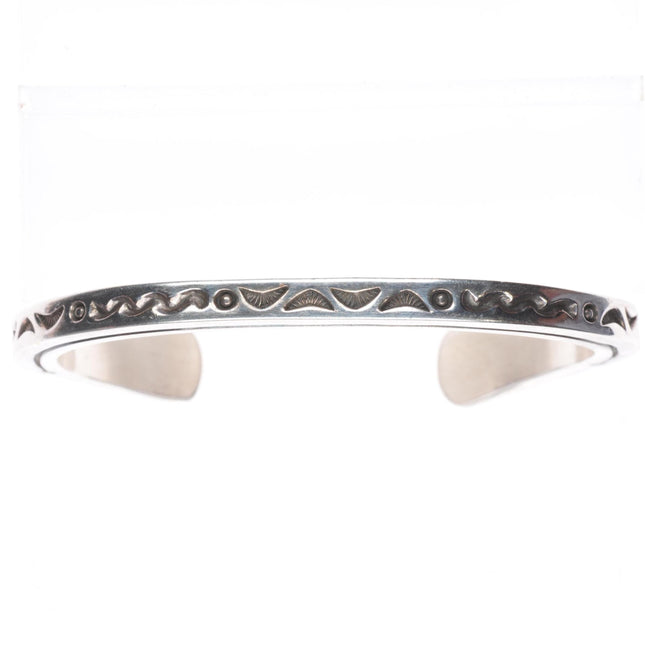7.25" Bryan Navajo sterling silver sturdy stamped square cuff bracelet