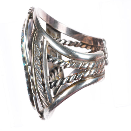 6.5" 50's-60's Huge vintage Navajo heavy sterling silver turquoise cuff bracelet