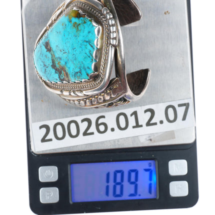 6.5" 50's-60's Huge vintage Navajo heavy sterling silver turquoise cuff bracelet