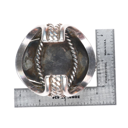 6.5" 50's-60's Huge vintage Navajo heavy sterling silver turquoise cuff bracelet