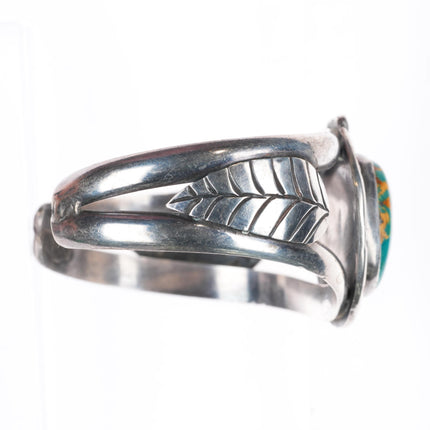 6.3" vintage Navajo sterling silver cuff bracelet with Royston turquoise