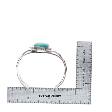 6.3" vintage Navajo sterling silver cuff bracelet with Royston turquoise