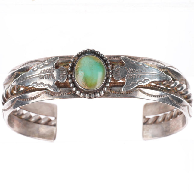 6.25" c1950 Fred Harvey style carinated sterling silver arrows cuff bracelet