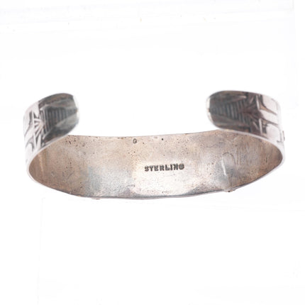 6.5" vintage Navajo Fred Harvey style sterling silver turquoise cuff bracelet
