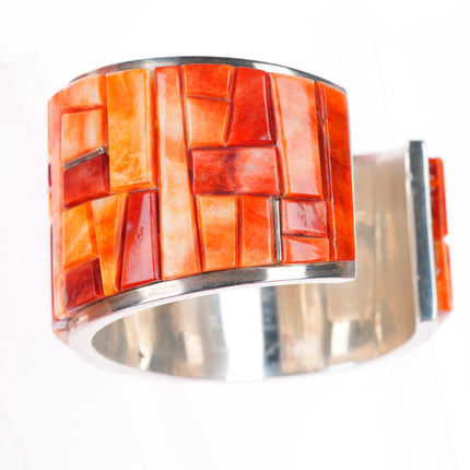 6.6" Peterson Chee Supersmith sterling silver spiny oyster inlay cuff bracelet