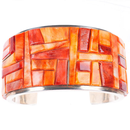 6.6" Peterson Chee Supersmith sterling silver spiny oyster inlay cuff bracelet