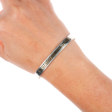6.7" Dave Skeets Navajo 14k gold/sterling silver slim stacker cuff bracelet