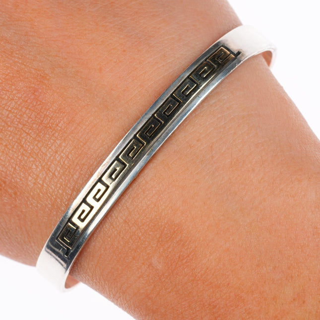 6.7" Dave Skeets Navajo 14k gold/sterling silver slim stacker cuff bracelet