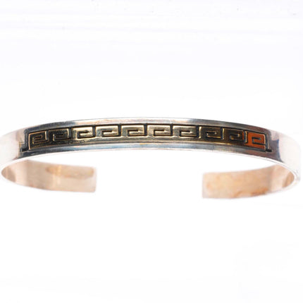 6.7" Dave Skeets Navajo 14k gold/sterling silver slim stacker cuff bracelet
