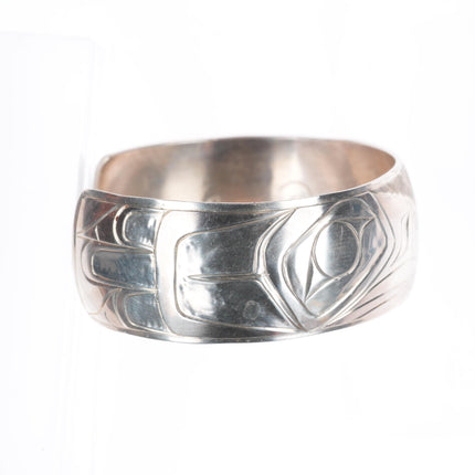 6.9" Owen Walker Northwest Coast sterling silver carved cuff bracelet LoveBirds