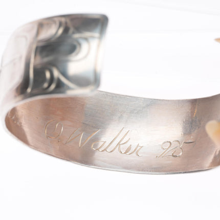 6.9" Owen Walker Northwest Coast sterling silver carved cuff bracelet LoveBirds