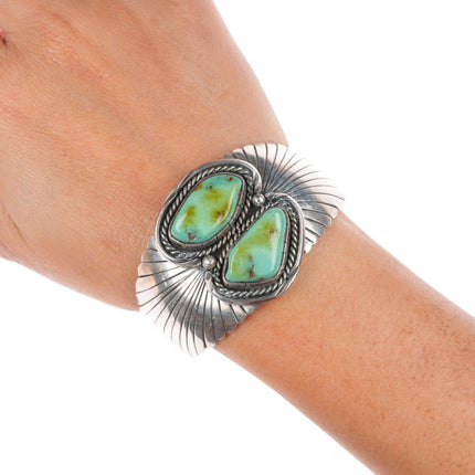 6.25" Brenda Pete Navajo sterling silver green turquoise cuff bracelet