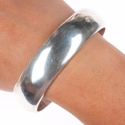 8.25" Tahe Navajo sterling silver wide bangle bracelet