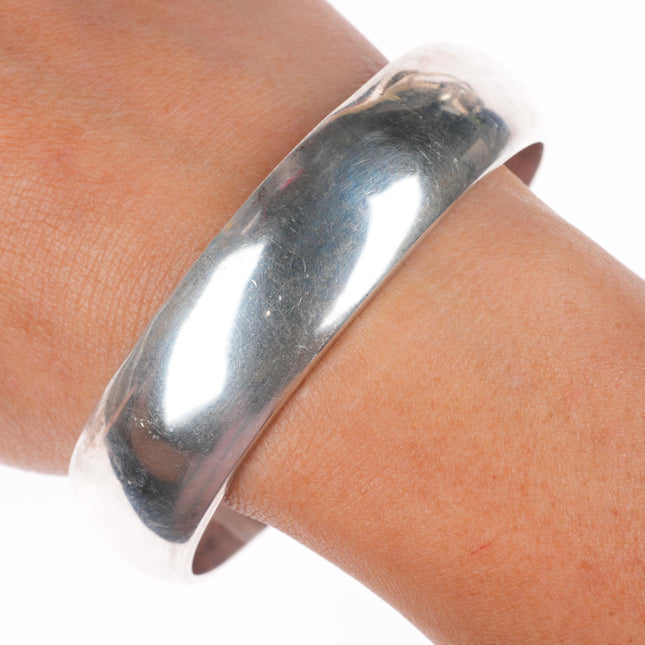 8.25" Tahe Navajo sterling silver wide bangle bracelet