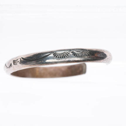 6.5" Sturdy vintage Navajo stamped sterling silver slim stacker cuff bracelet