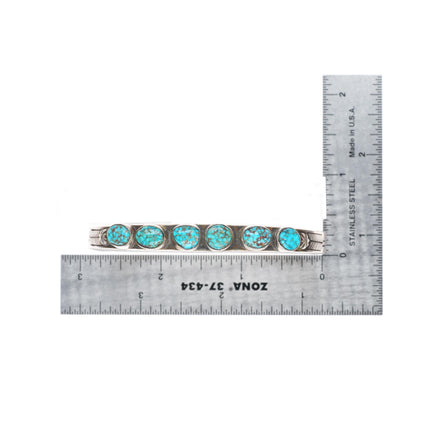 6.7" Calvin Martinez Navajo red webbed turquoise sterling silver cuff bracelet