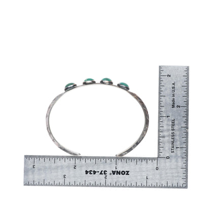 6.25" c1930 Navajo ingot silver Cerrillos turquoise carinated cuff bracelet