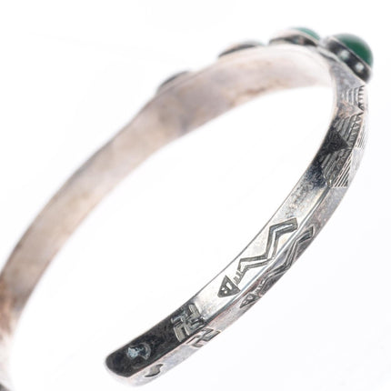 6.25" c1930 Navajo ingot silver Cerrillos turquoise carinated cuff bracelet