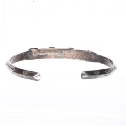 6.25" c1930 Navajo ingot silver turquoise carinated arrow stamped cuff bracelet