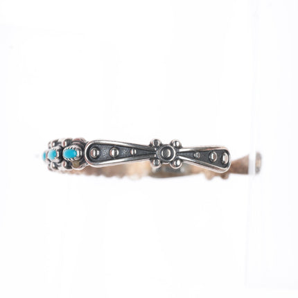 6.5" c1950's Bell Trading post  sterling silver turquoise row cuff bracelet