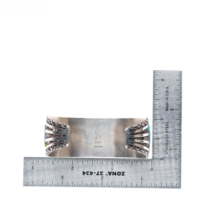 6.5" Eldred Seowtewa Zuni sterling silver muti-stone inlay cuff bracelet