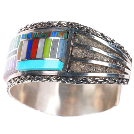 6.5" Eldred Seowtewa Zuni sterling silver muti-stone inlay cuff bracelet