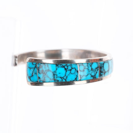 6.5" Richard Yazza Navajo sterling silver turquoise channel inlay cuff bracelet