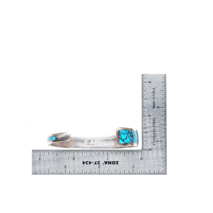 6.5" Richard Yazza Navajo sterling silver turquoise channel inlay cuff bracelet