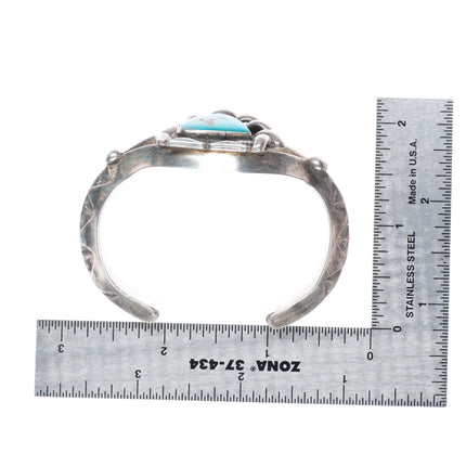 6" Vintage Blue Gem turquoise Navajo carinated sterling silver cuff bracelet