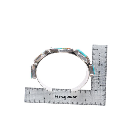 6.7" E&C Fierro Navajo red matrix turquoise sterling silver cuff bracelet