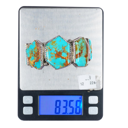 6.7" E&C Fierro Navajo red matrix turquoise sterling silver cuff bracelet