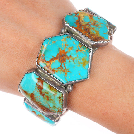 6.7" E&C Fierro Navajo red matrix turquoise sterling silver cuff bracelet