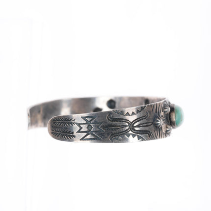 6.3" c1930's-40's Navajo Fred Harvey sterling silver turquoise cuff bracelet
