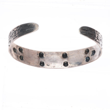 6.3" c1930's-40's Navajo Fred Harvey sterling silver turquoise cuff bracelet