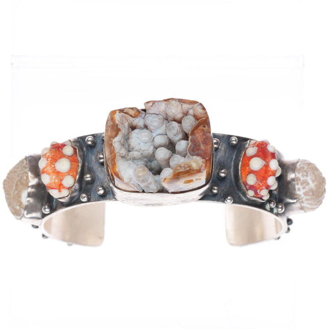 6.6" Victoria Masse Stoll southwestern sterling silver agate cuff bracelet
