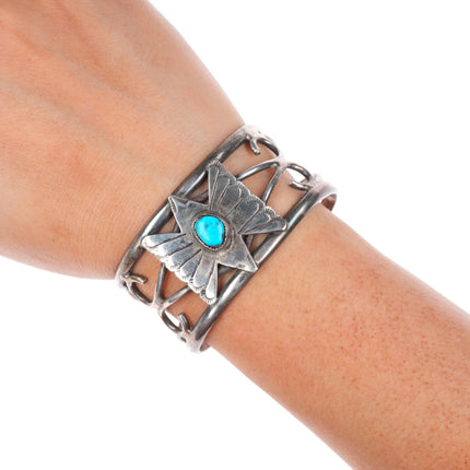 6.1" Mitchell Calabaza Santo Domingo sterling silver butterfly cuff bracelet
