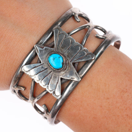 6.1" Mitchell Calabaza Santo Domingo sterling silver butterfly cuff bracelet
