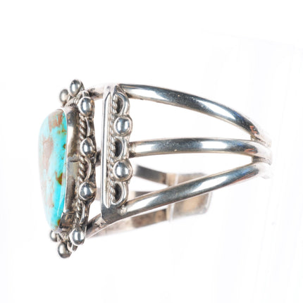 6.75" vintage southwestern sterling silver cuff bracelet with nice turquoise