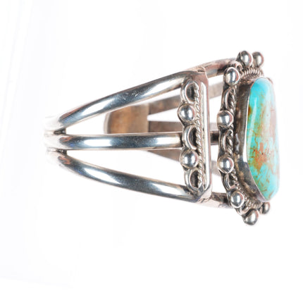 6.75" vintage southwestern sterling silver cuff bracelet with nice turquoise